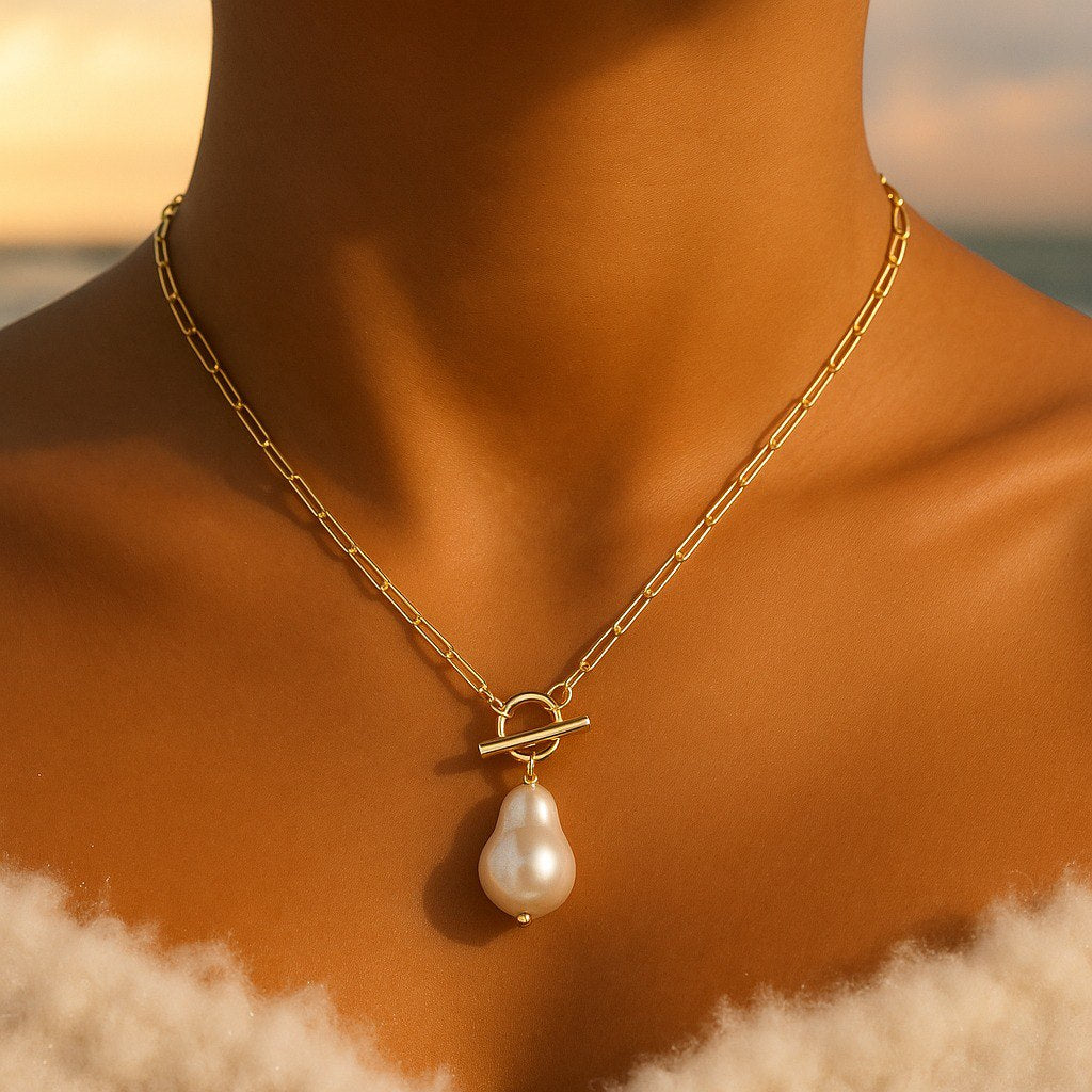 Artemia, collier avec perle naturelle en or