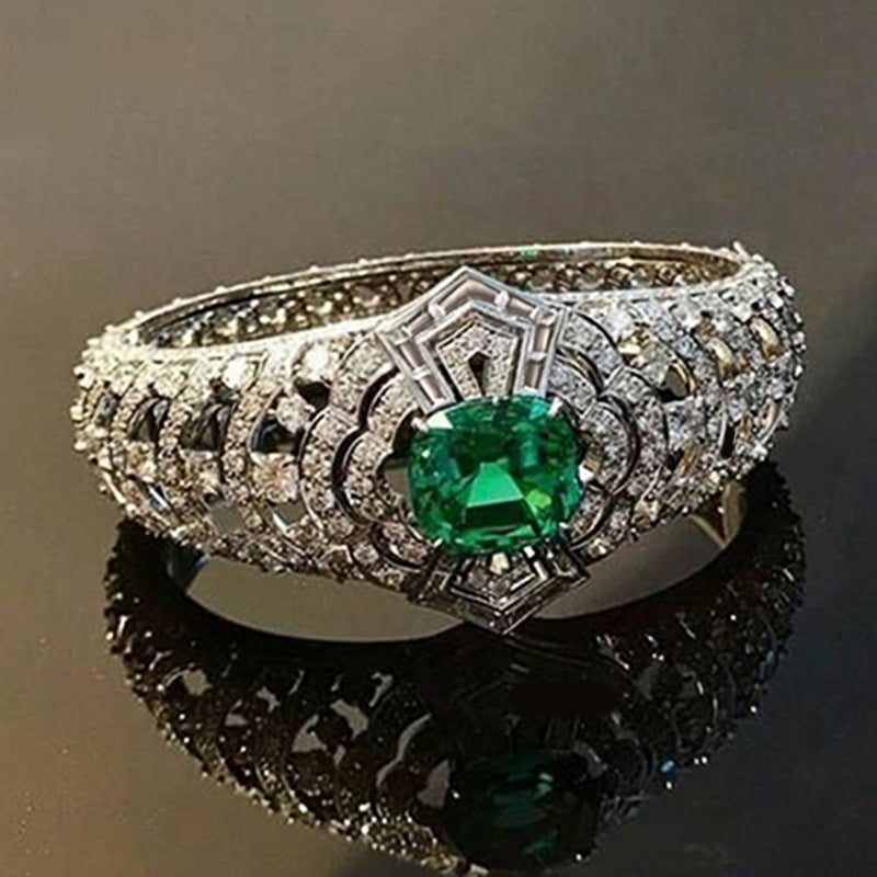Bague Art Déco émeraude en or blanc