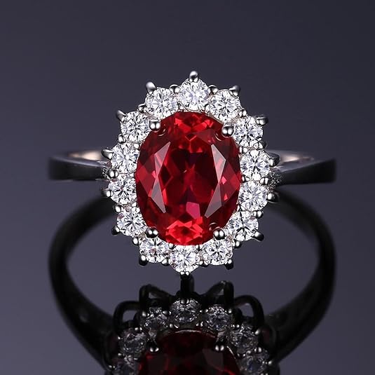 Bague auréole rubis classique en or blanc