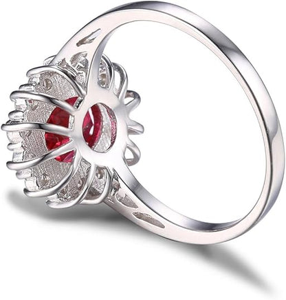 Bague Auréole Rubis Classique | Or Blanc