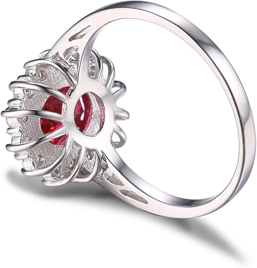 Bague auréole rubis classique en or blanc