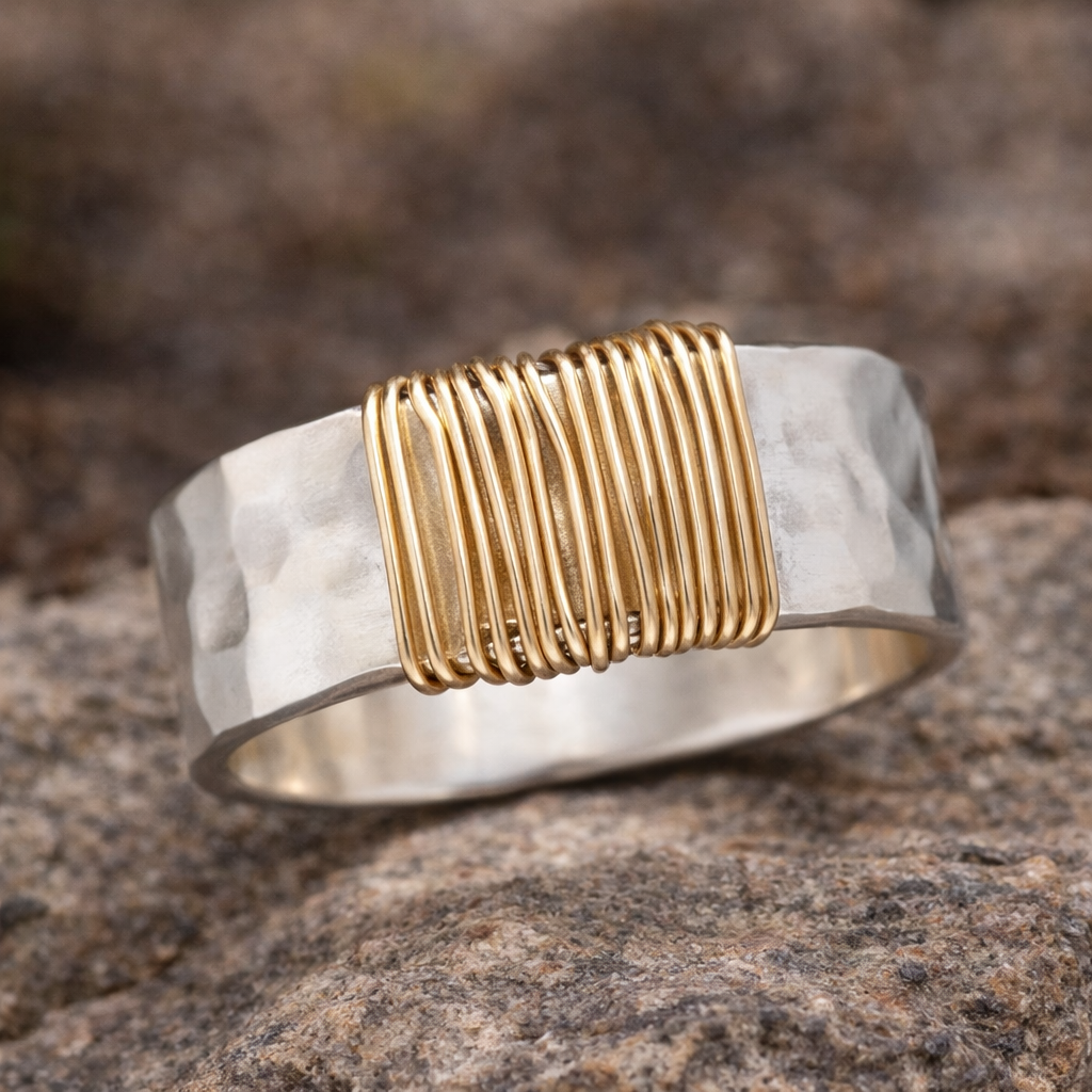 Bague boho avec fils en or