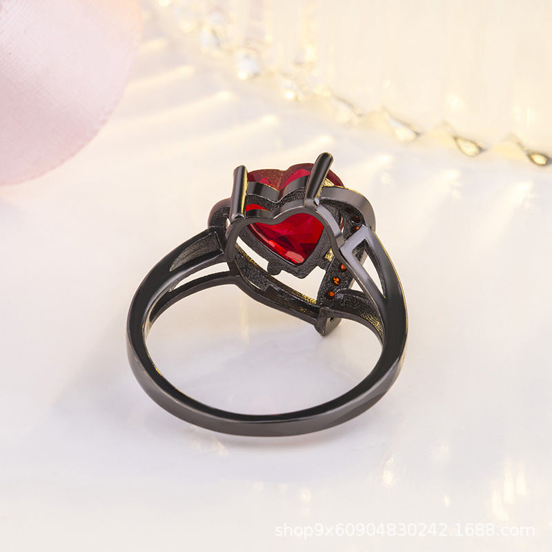 Bague Calindra épine rosée, fini noir en or