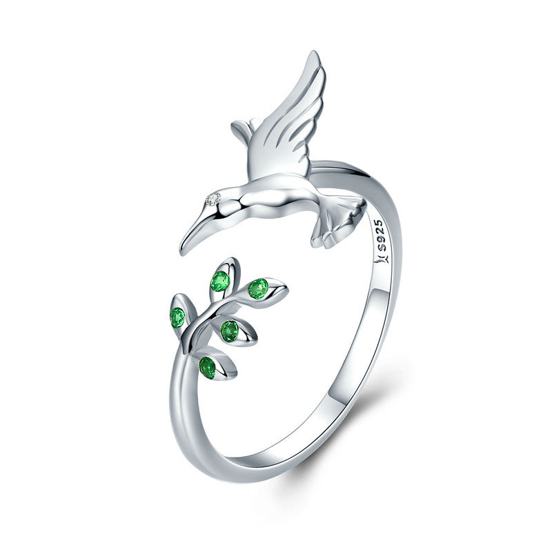 Bague Caméléon à brillants verts en or blanc