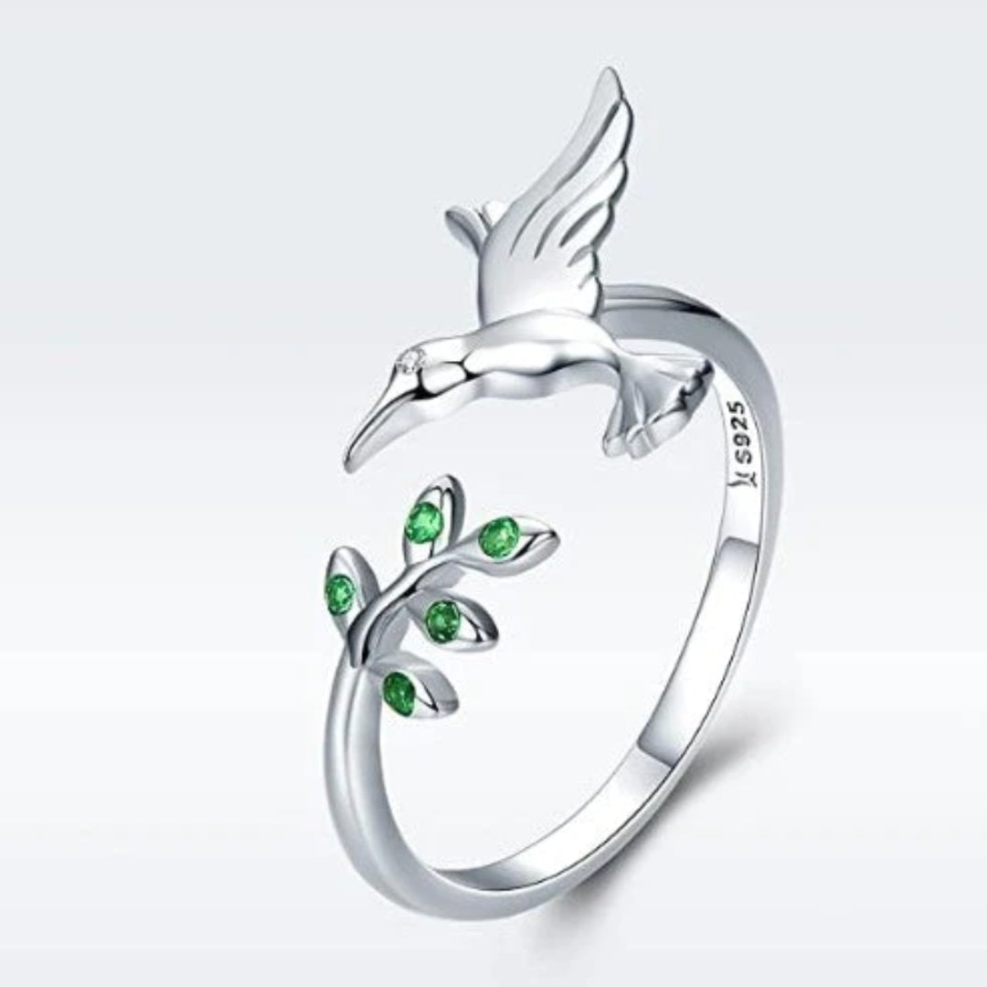 Bague Caméléon à brillants verts en or blanc