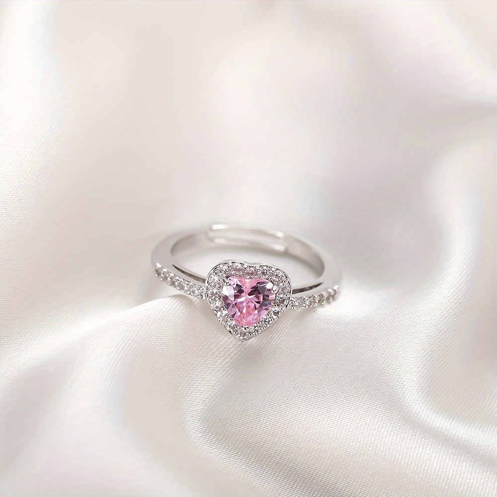 Bague coeur Baiser rosé en or blanc