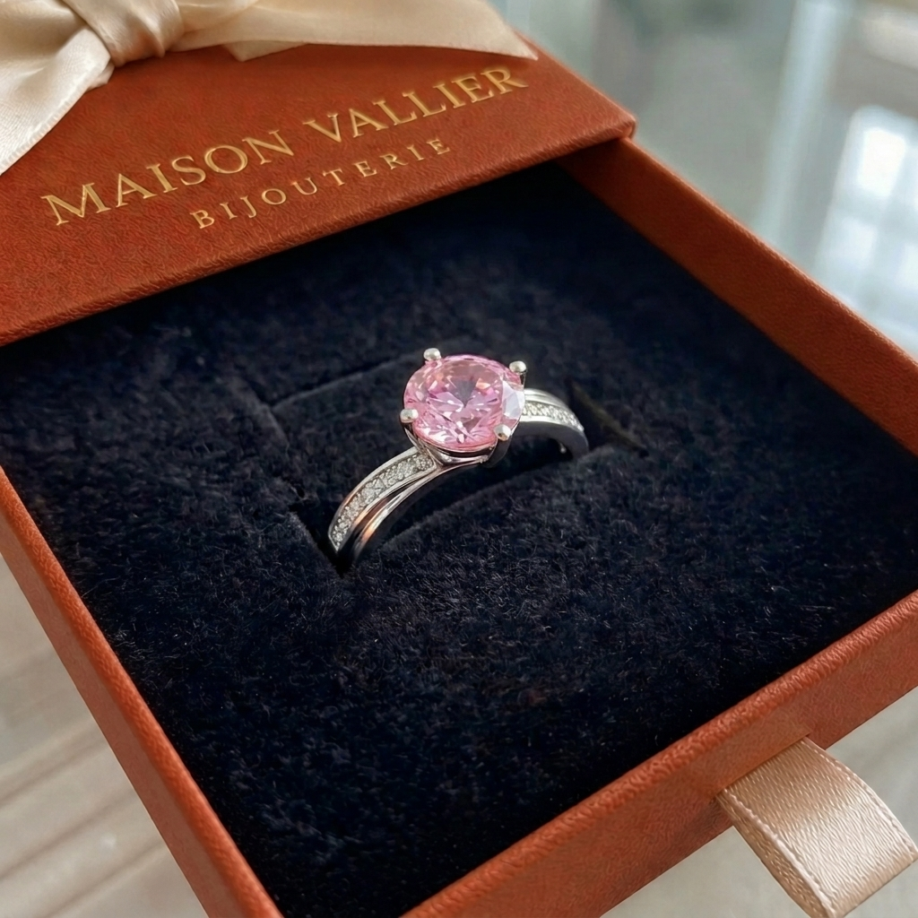 Bague Contour rose Luné en or blanc