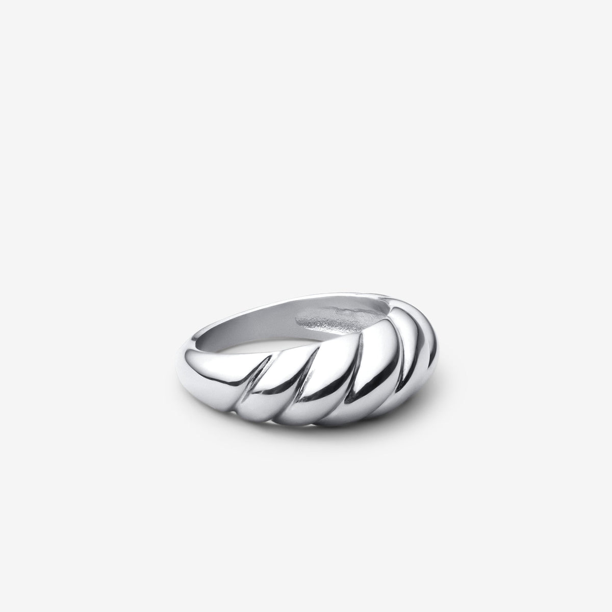 Bague croissant en or blanc