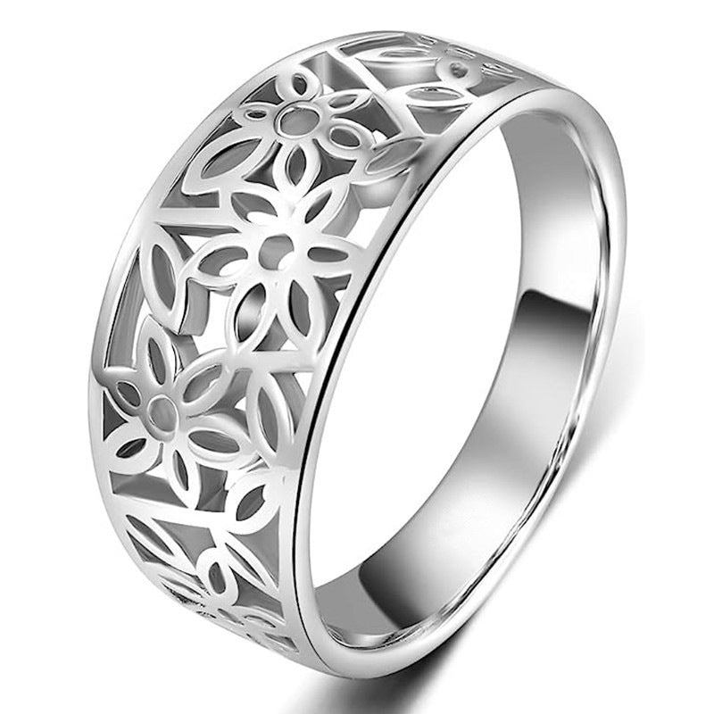Bague Daria fleur délicate en or blanc
