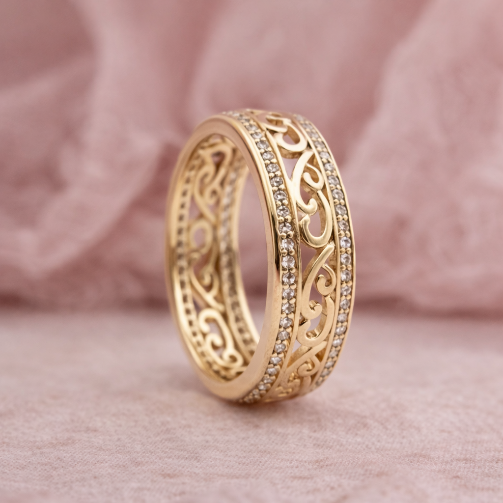 Bague ajourée brillante en or