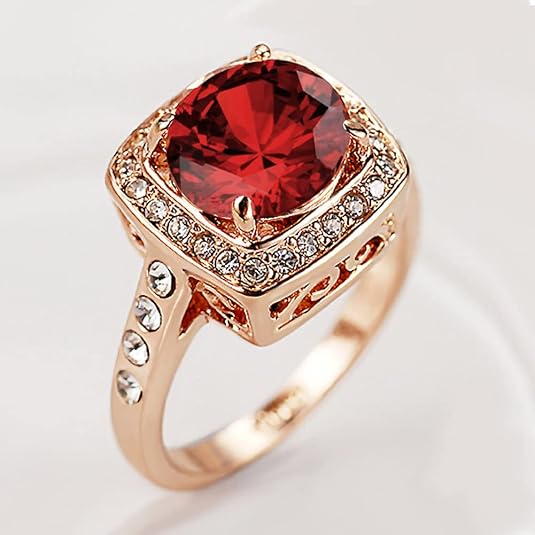 Bague Énonciation rubis auréole en or rose