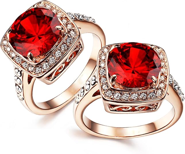 Bague Énonciation rubis auréole en or rose