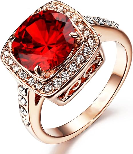 Bague Énonciation rubis auréole en or rose