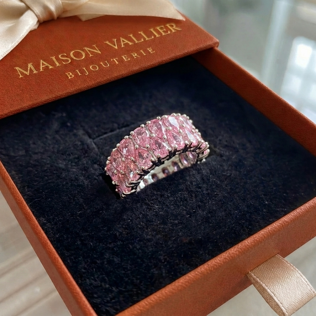 Bague éternité cascade de rosé en or blanc