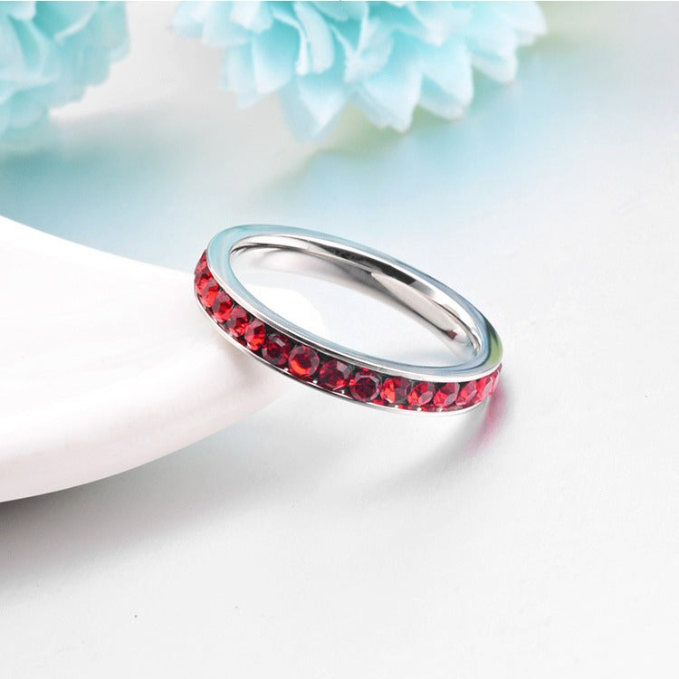 Bague éternité en rubis en or blanc