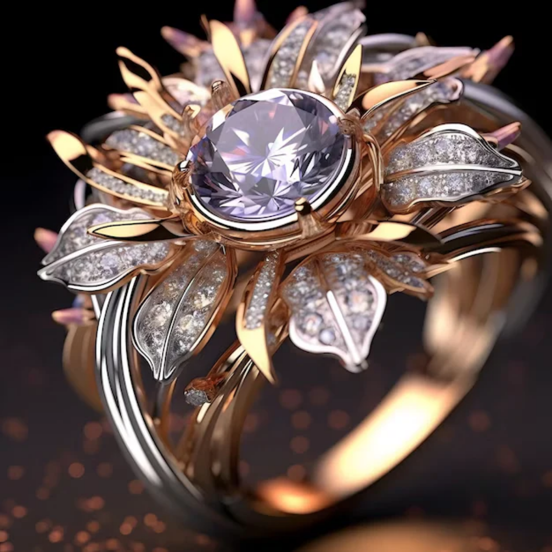 Bague exotique violet en or
