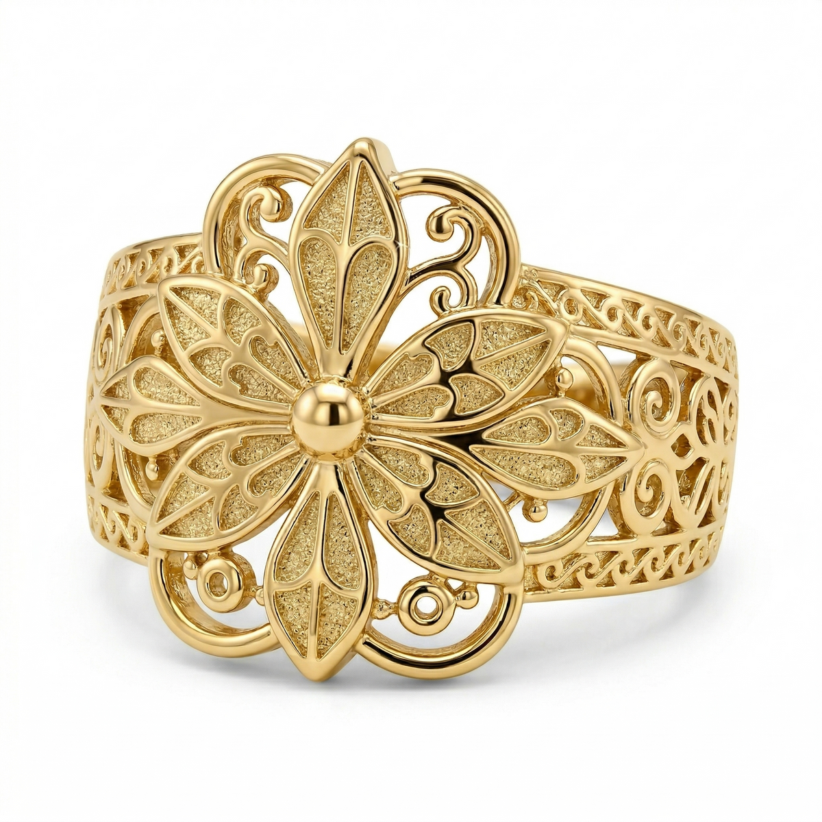 Bague fleur inspirée vintage en or