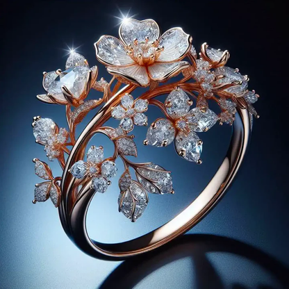 Bague Fleur de Cristal Bleu Ciel
