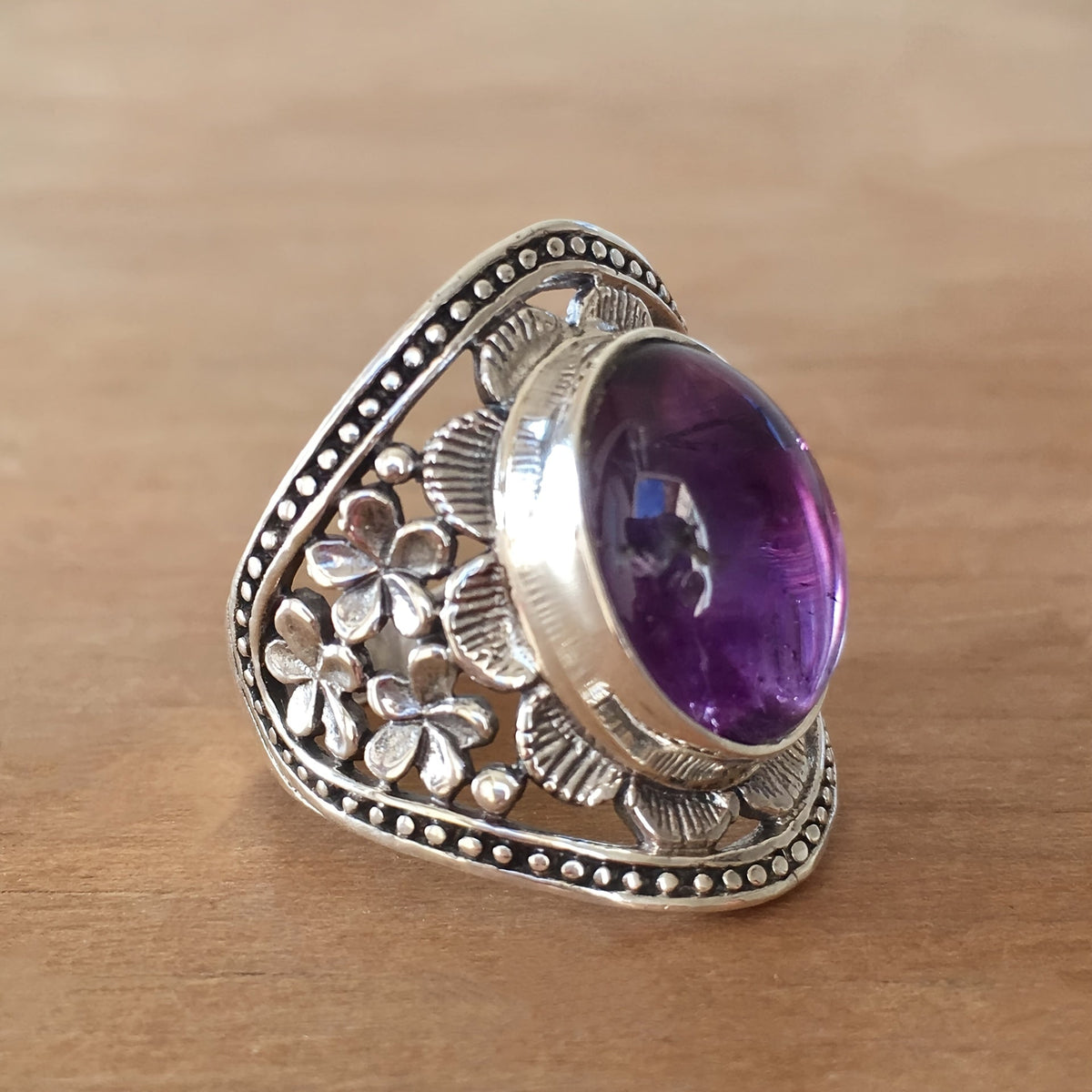 Bague Hyda en Agate & améthyste en or