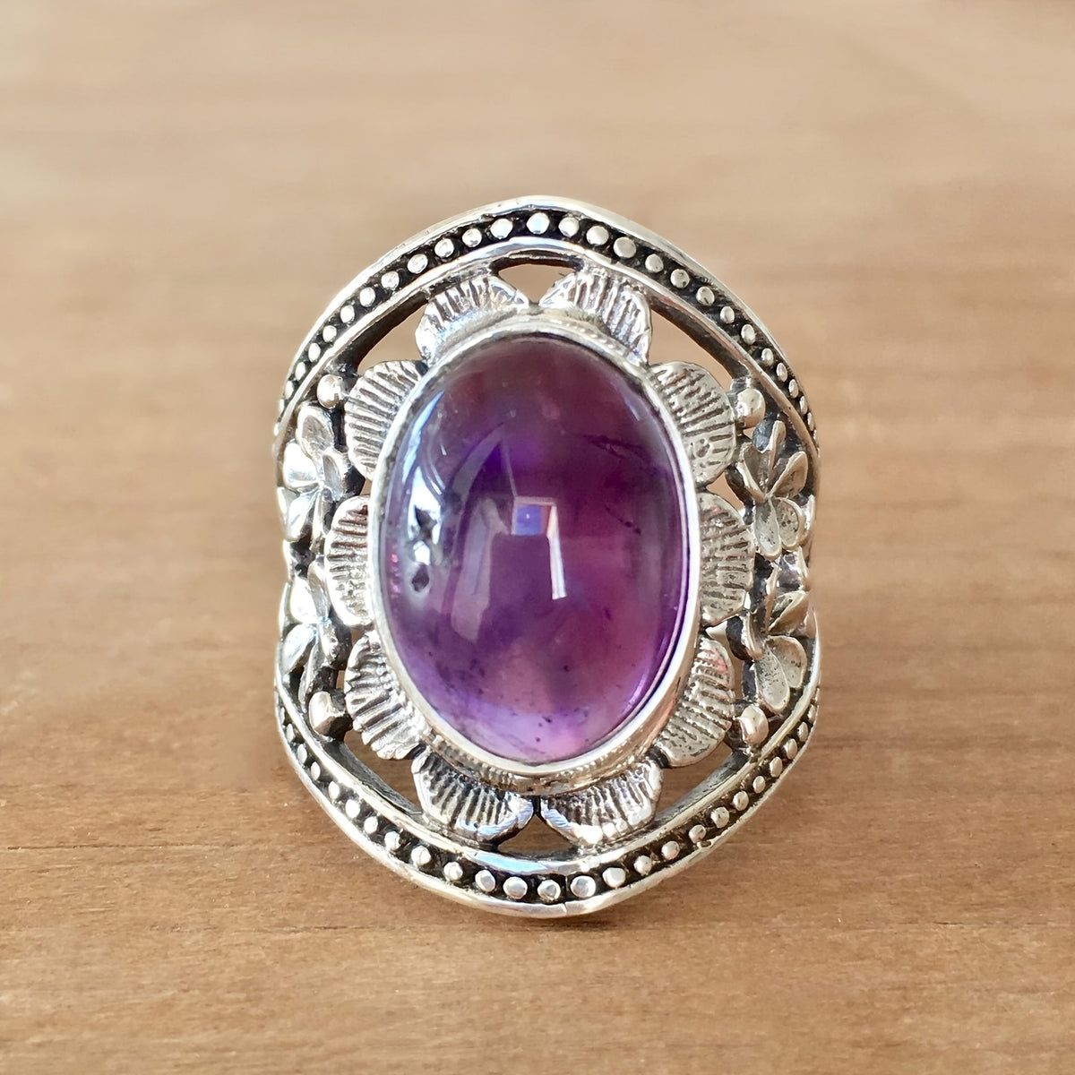 Bague Hyda en Agate & améthyste en or