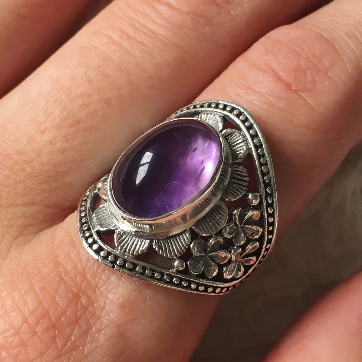 Bague Hyda en Agate & améthyste en or