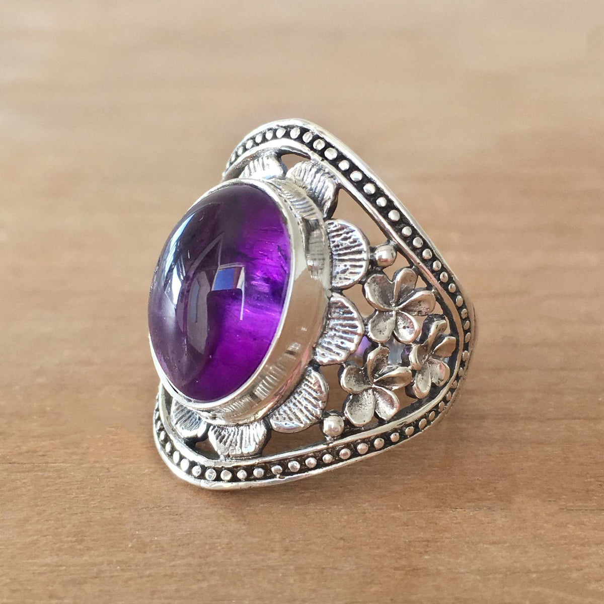 Bague Hyda en Agate & améthyste en or