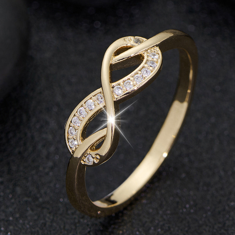 Bague infini en cristal Lysette en or