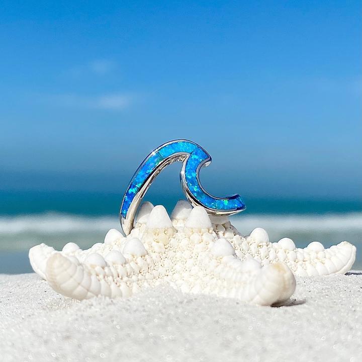 Bague mer en opale en or blanc
