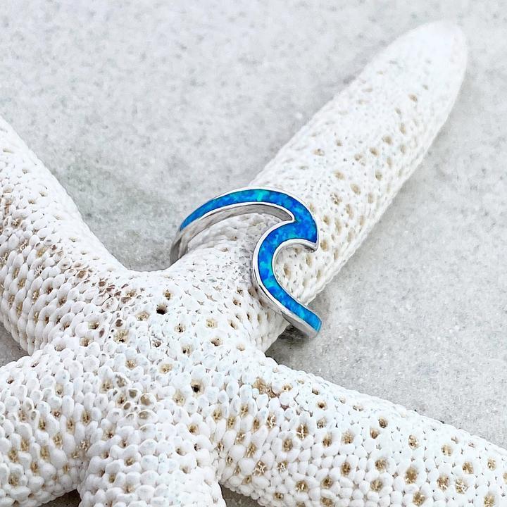 Bague mer en opale en or blanc
