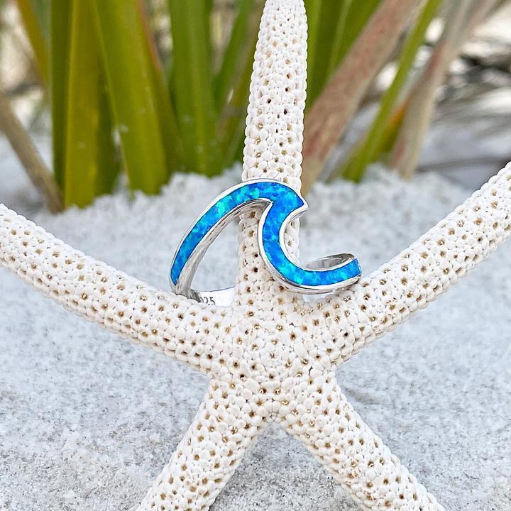 Bague mer en opale en or blanc