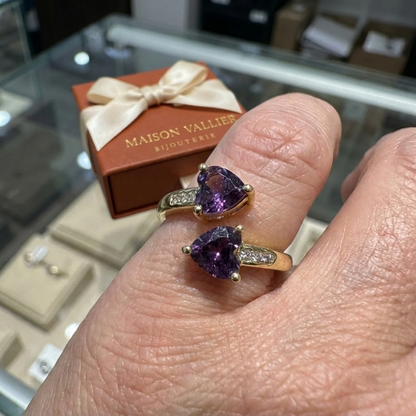 Bague Noctira Violet Cœur Enlacé | Or