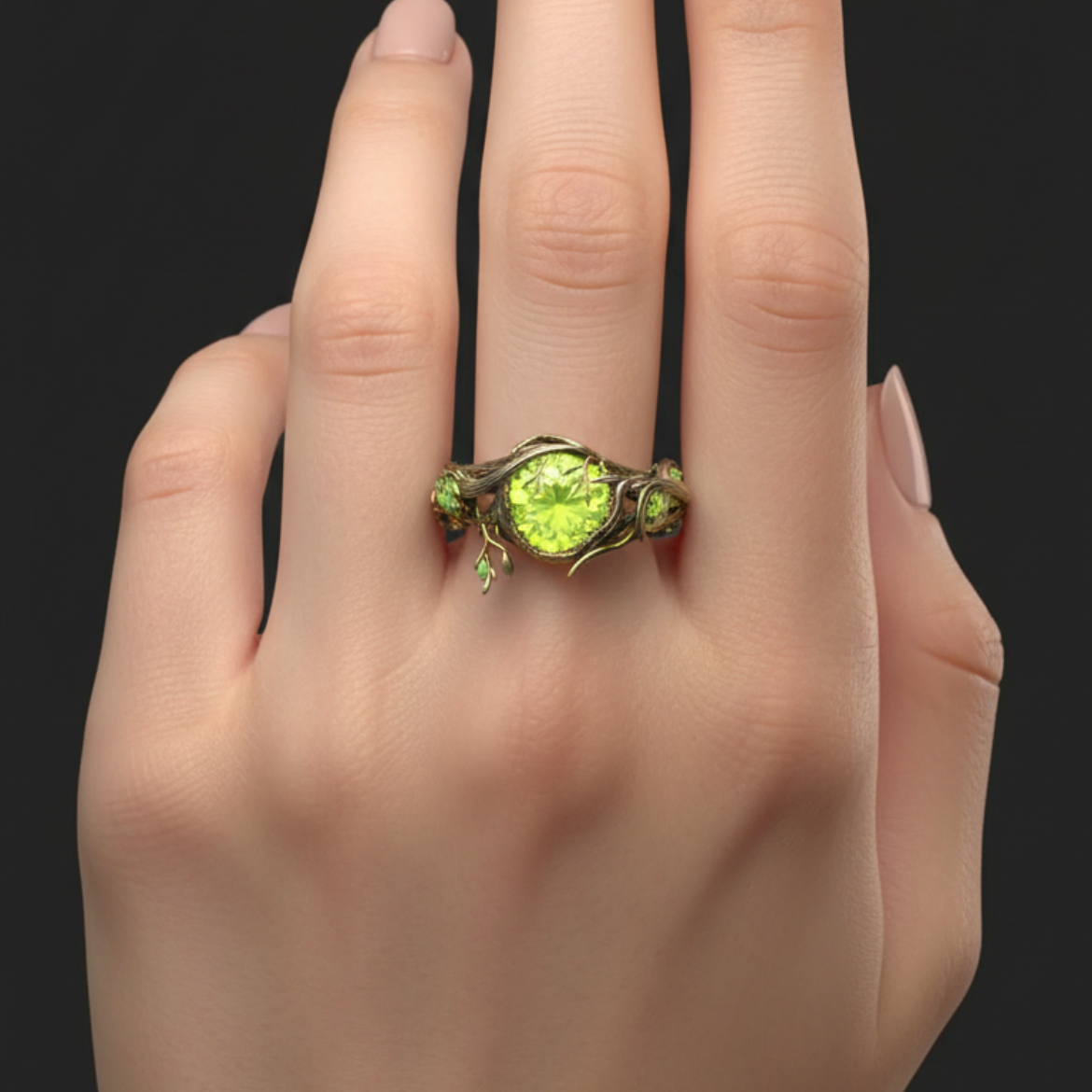 Bague opale naturelle verte en or
