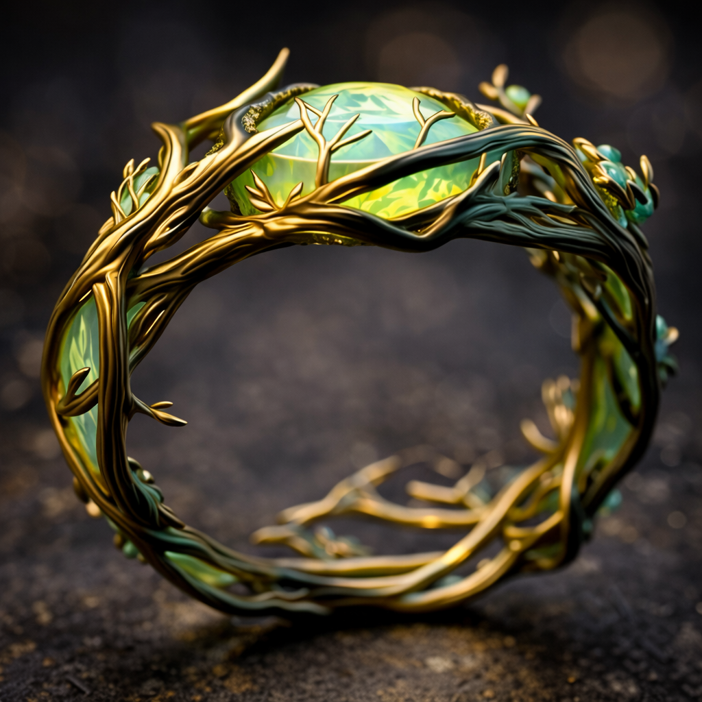 Bague opale naturelle verte en or