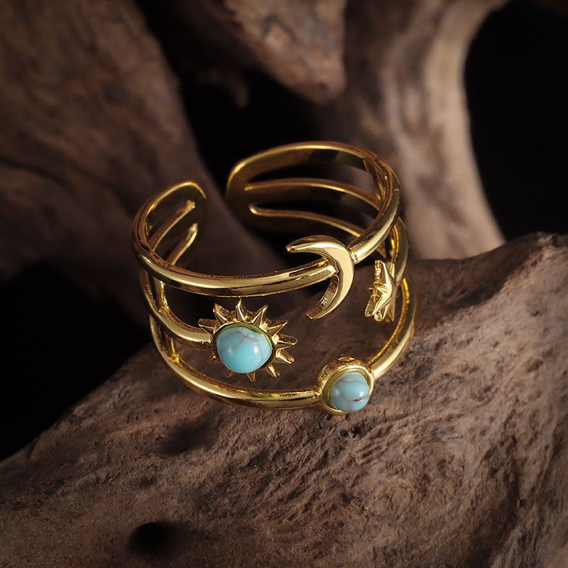 Bague Orbit turquoise Soluna en or