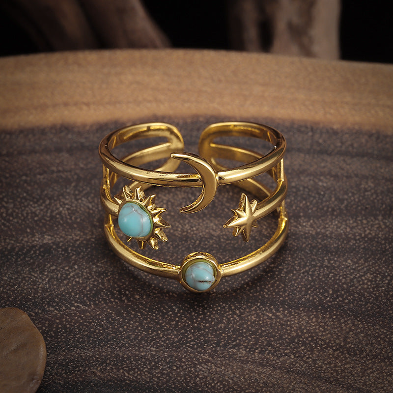 Bague Orbit turquoise Soluna en or