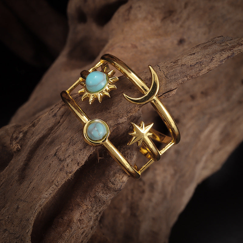 Bague Orbit turquoise Soluna en or