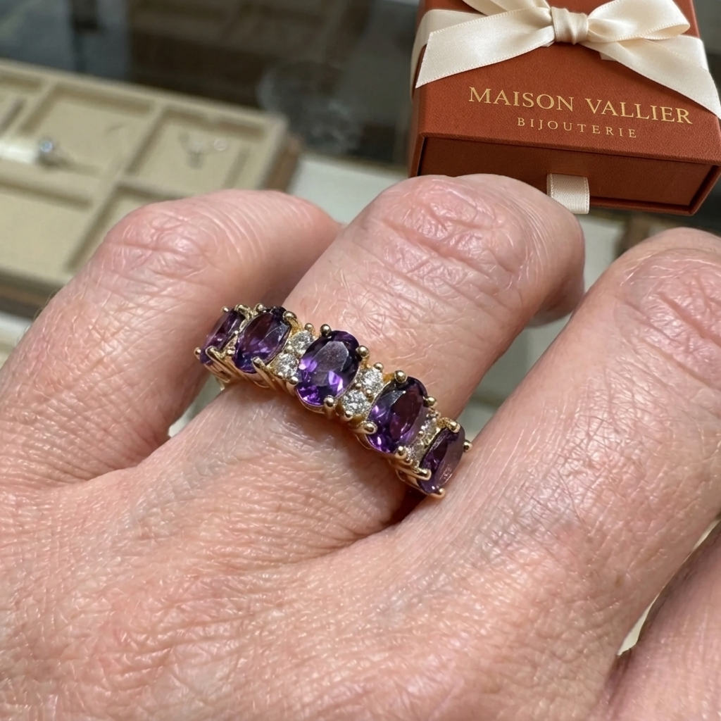 Bague Orlina couronne violette en or rose