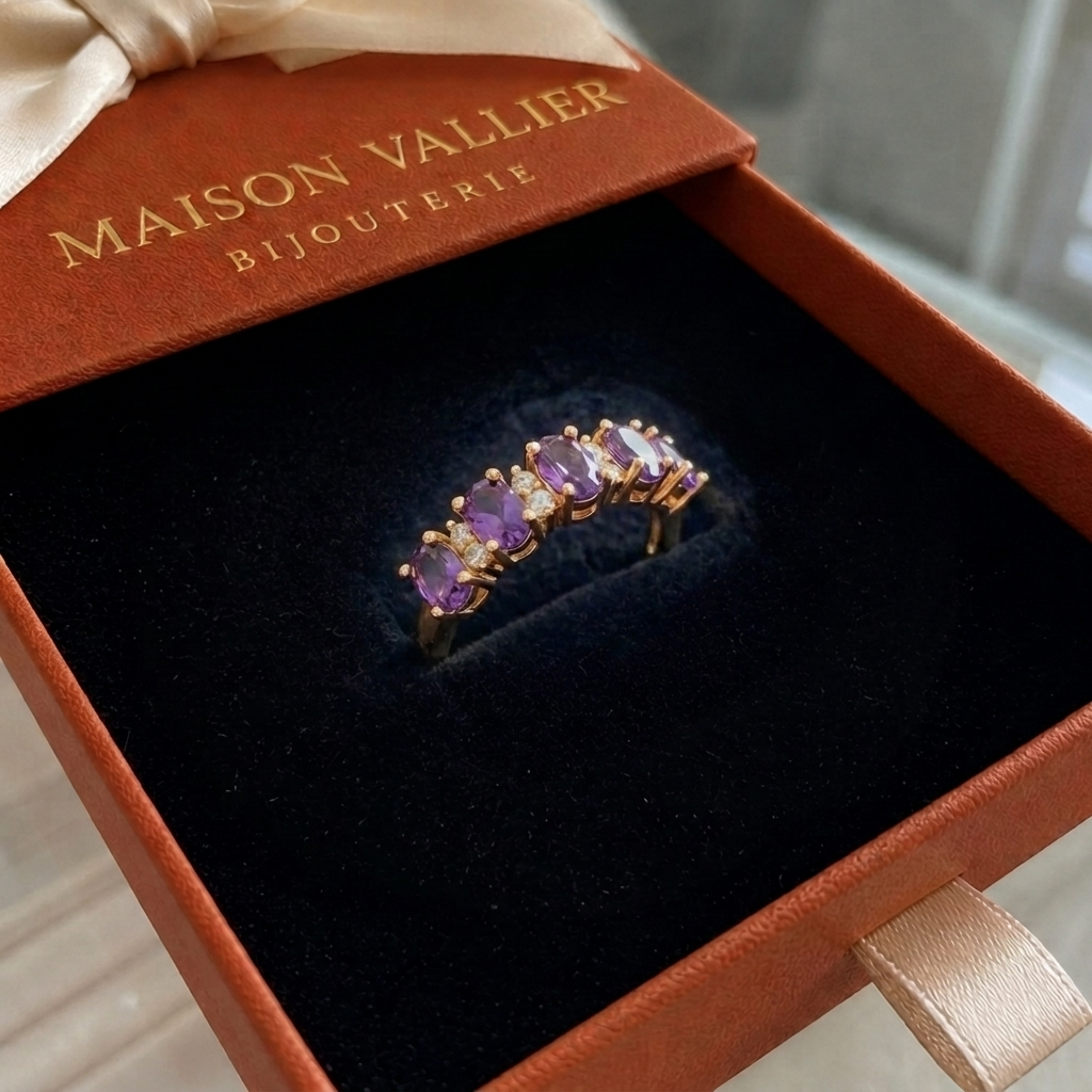 Bague Orlina couronne violette en or rose
