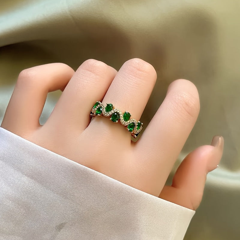 Bague ouverte émeraude Pétillante Calira en or