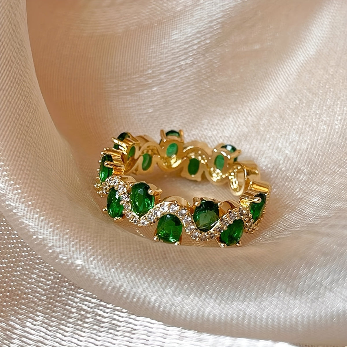 Bague ouverte émeraude Pétillante Calira en or