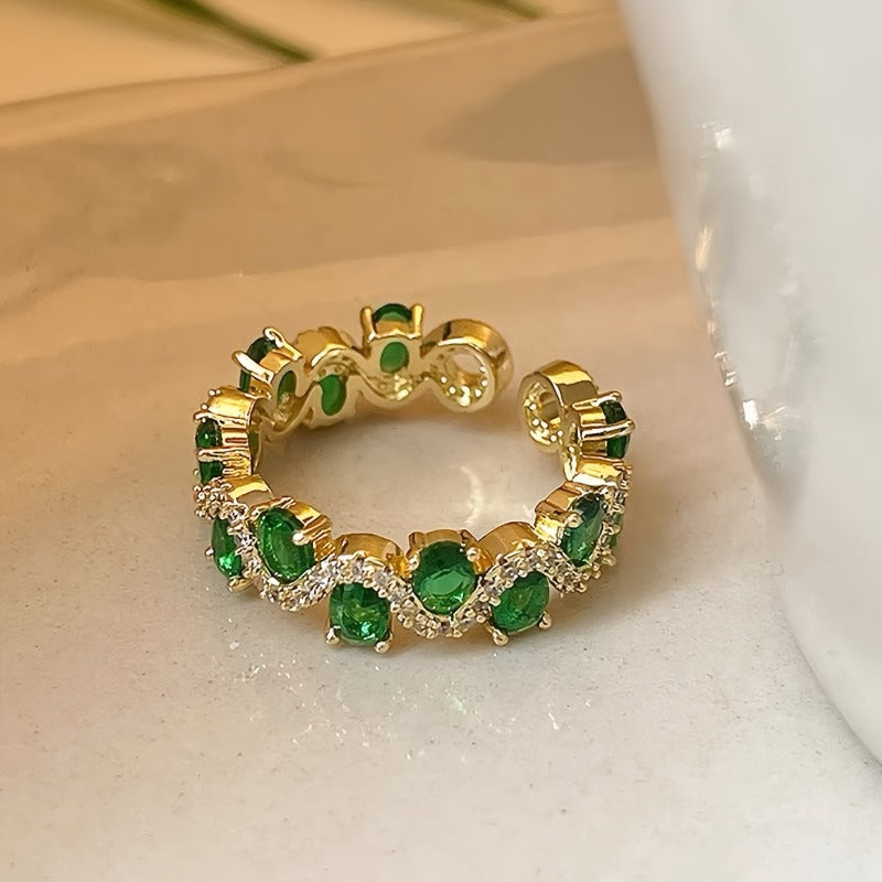 Bague ouverte émeraude Pétillante Calira en or