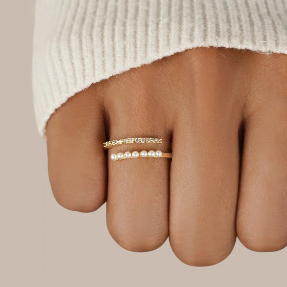 Bague ouverte en cristal de perle Virelle en or