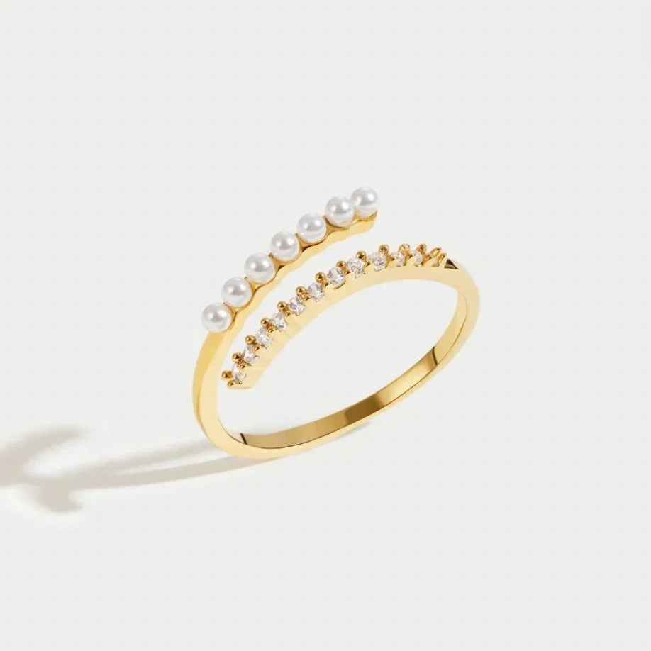 Bague ouverte en cristal de perle Virelle en or