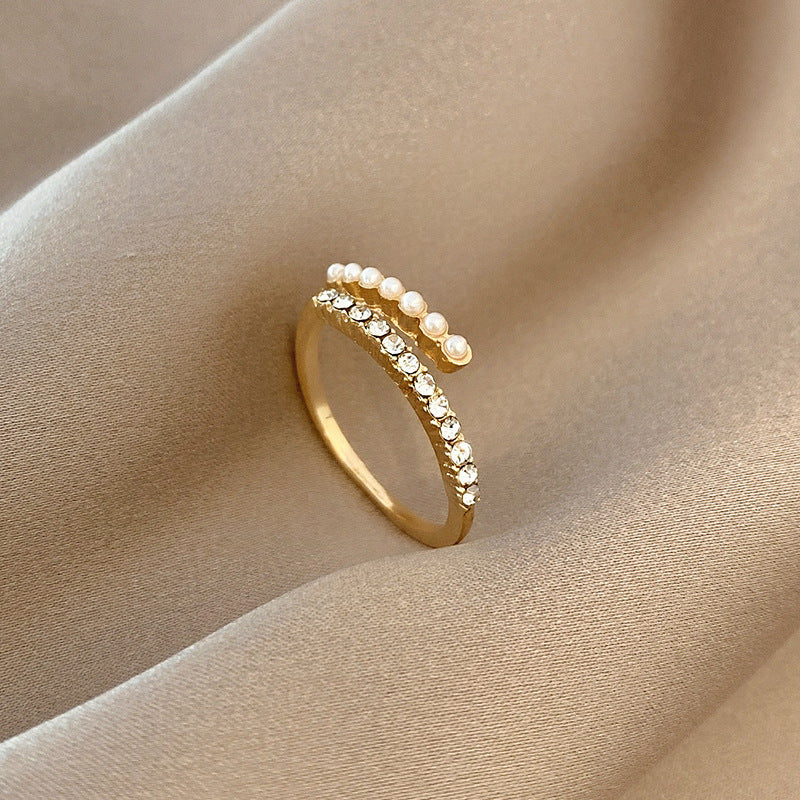 Bague ouverte en cristal de perle Virelle en or