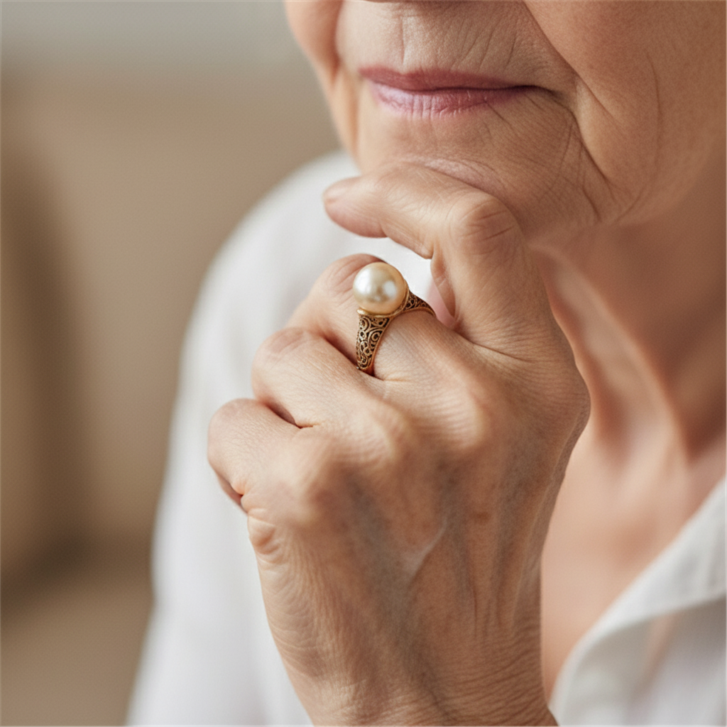 Bague rétro avec perle en or