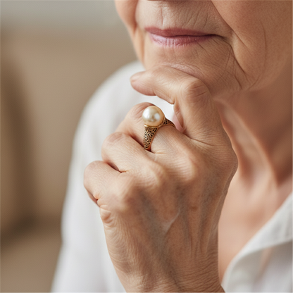 Bague Rétro Dorée avec Perle