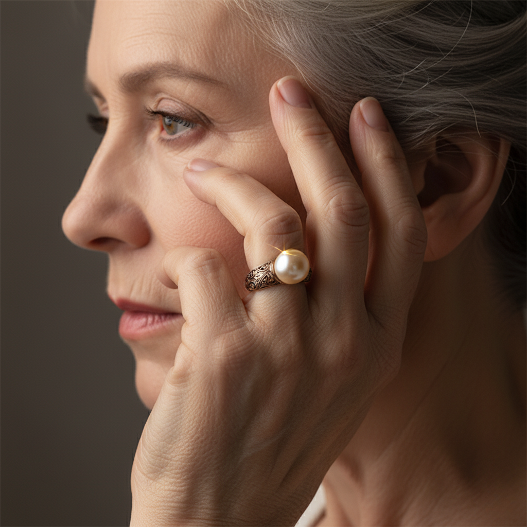 Bague rétro avec perle en or
