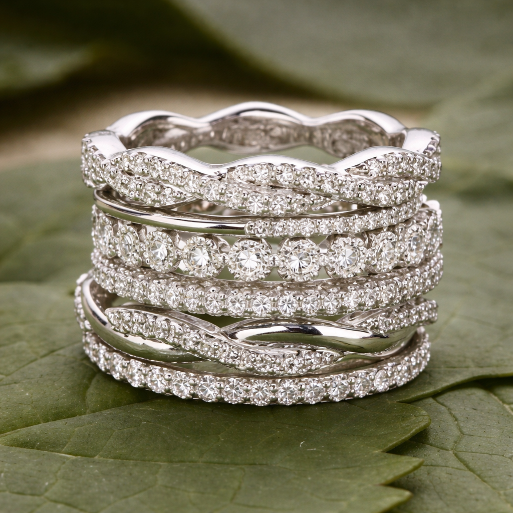 Bague rétro à brillants en couches en or