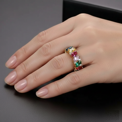 Bague Rétro avec Zirconiums Multicolores
