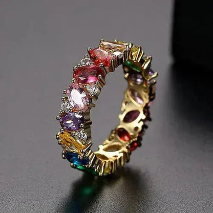 Bague Rétro avec Zirconiums Multicolores